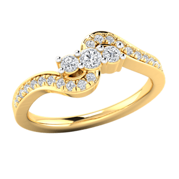 0.34Ct Round White Natural Diamond Bypass Wave Style Engagement Ring in
14KT Solid Yellow Gold