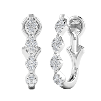0.29Ct Round White Diamond Statement Omega Earring in 14KT White Gold