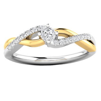 0.20Ct Round White Natural Diamond Solitaire Swril Twister Ring in 14KT
Solid Two-Tone Gold