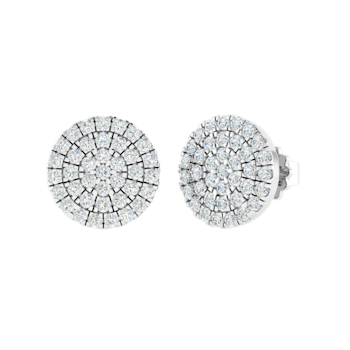 0.26ctw Round White Diamond Circle Cluster Stud Earrings in 14kt White Gold