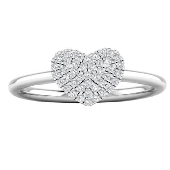 0.13Ct Round White Natural Diamond Valentiens Day Special Love Heart
Ring in 14KT White Solid Gold