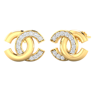 0.71Ct Round White Natural Diamond Stylish Stud Earring in 14KT Solid
Yellow Gold
