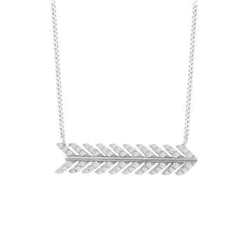 0.32ct Round White Diamond Arrow Line Necklace in 14KT White Gold