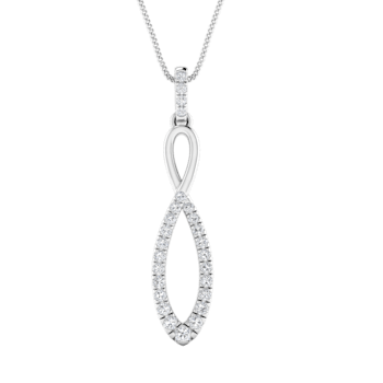 0.44Ct Round White Natural Diamond Twist Swirl Pendant in 14KT White
Solid Gold