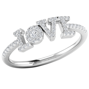 0.20ctw Round White Diamond Love Script Ring in 14KT White Gold