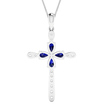 1.55Ct Round White Natural Diamond Pear Shape Gemstone Religious Cross
Pendant in 14KT White Gold