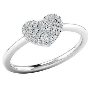 0.13Ct Round White Natural Diamond Valentiens Day Special Love Heart
Ring in 14KT White Solid Gold
