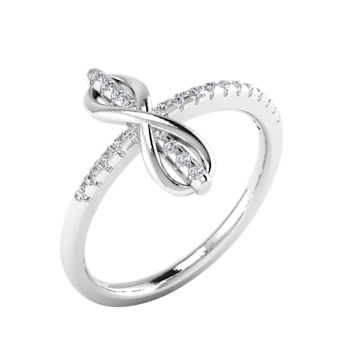 0.20Ct Round White Diamond Cross Religious Vertical Infinity Ring in
14KT White Gold