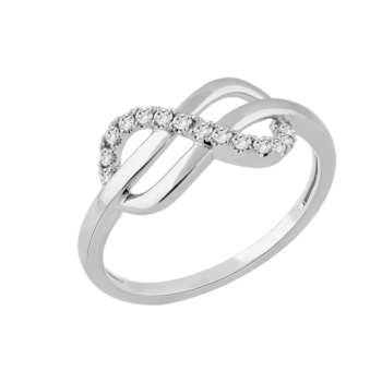 0.16Ct Round White Diamond Knot Swirl Promise Ring in 14KT White Gold