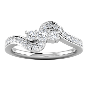 0.34ctw Round White Diamond Bypass Wave Style Engagement Ring in 14KT
White Gold