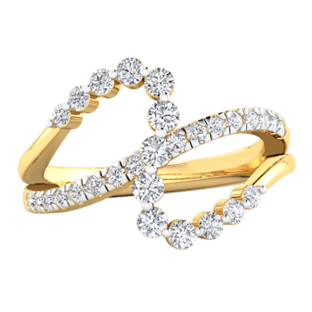 0.50Ct Round White Natural Diamond Criss-Cross Swirl Stylish Wedding
Ring in 14KT Yellow Solid Gold