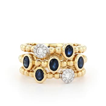 14K Yellow Gold Diamond and Sapphire Ring