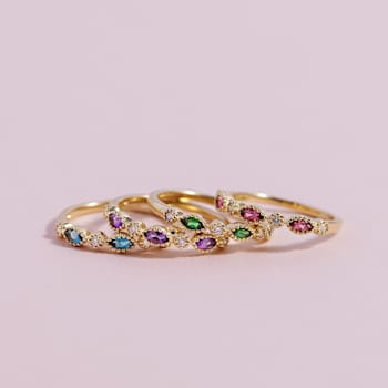 14K Yellow Gold Amethyst and Diamond Stackable Ring