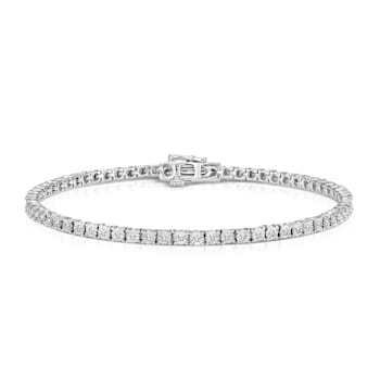 Rhodium Over Sterling Silver Diamond Bracelet 0.50ctw