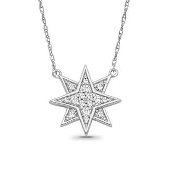 Diamond 0.16Ctw Sterling Silver Pendant With Chain