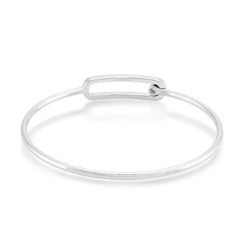Rhodium Over Sterling Silver Diamond Bangle Bracelet 0.10ctw