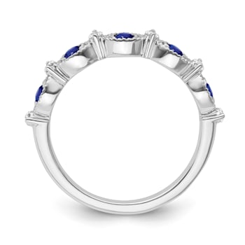 Sterling Silver Diamond and Sapphire Ring 0.10ctw