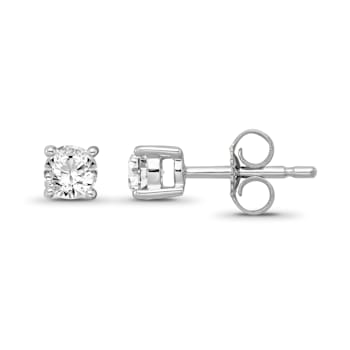 Diamond 0.50ctw Round , 14k White Gold Earrings