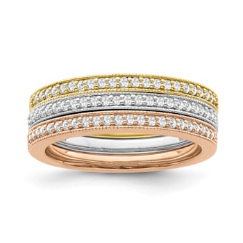 10K Tri-color Gold Diamond Ring 0.33Ctw