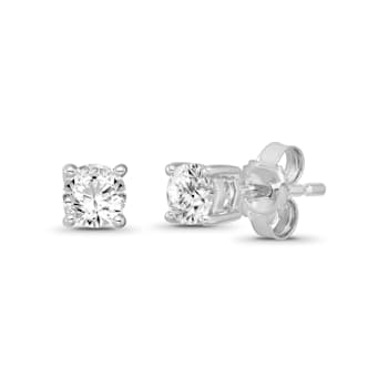 Diamond 0.25ctw Round , 14k White Gold Earrings