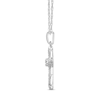 Diamond 0.50Ctw Sterling Silver Cross Pendant With Chain