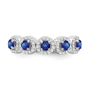 Sterling Silver Diamond and Sapphire Ring 0.75ctw