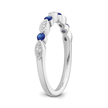Sterling Silver Diamond and Sapphire Ring 0.05ctw