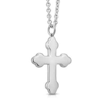 Diamond 0.25Ctw Sterling Silver Cross Pendant With Chain
