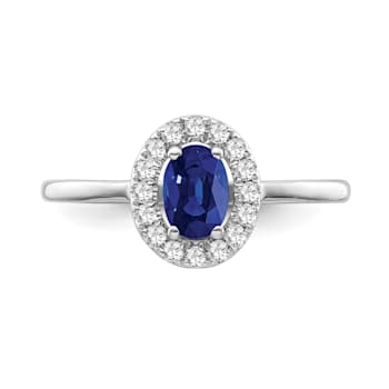 Sterling Silver Diamond 0.16Ctw and Sapphire Ring