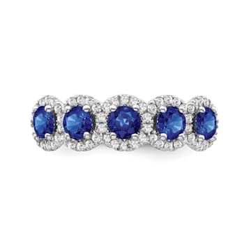 Sterling Silver Diamond 0.33Ctw and Sapphire Ring