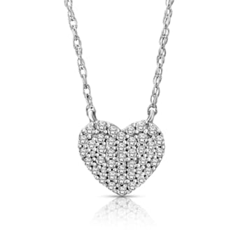 Diamond 0.25Ctw Sterling Silver Heart Pendant With Chain
