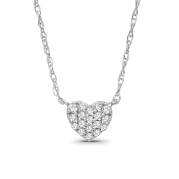 Diamond 0.10Ctw Sterling Silver Heart Pendant With Chain