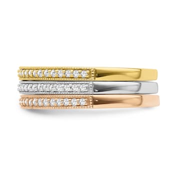 10K Tri-color Gold Diamond Ring 0.33Ctw