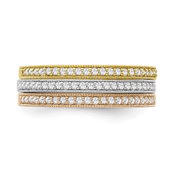 10K Tri-color Gold Diamond Ring 0.33Ctw