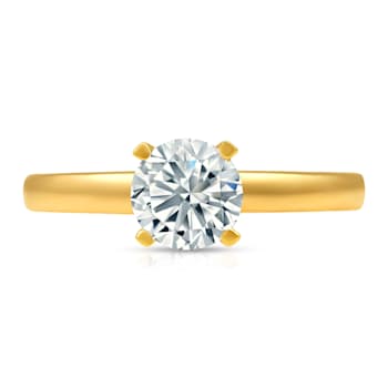 14K Yellow Gold Solitaire Lab Grown Diamond Ring 0.75 cttw