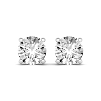 14K White Gold Round Lab Grown Diamond Earrings 1.00ctw