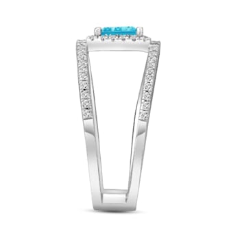 Sterling Silver Diamond and Topaz Ring 0.33ctw