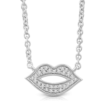 Diamond 0.10Ctw Sterling Silver Pendant With Chain