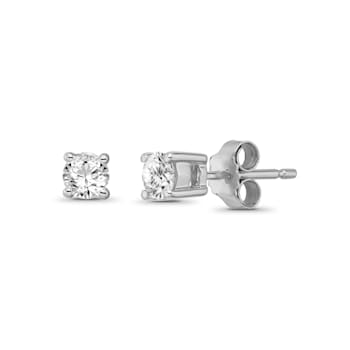 Diamond 0.50ctw Round , 14k White Gold Earrings