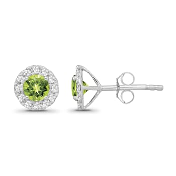 Diamond 0.25Ctw and Peridot Sterling Silver Earring