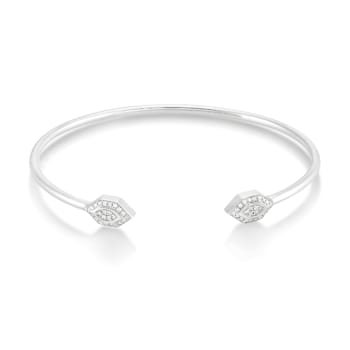 Rhodium Over Sterling Silver Diamond Bangle Bracelet 0.25ctw