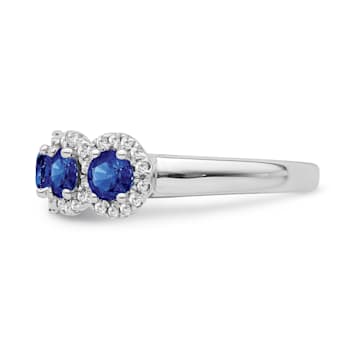Sterling Silver Diamond 0.33Ctw and Sapphire Ring