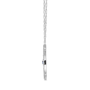 Blue sapphire and Diamond 0.25ctw Sterling Silver Pendant With Chain