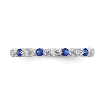 Sterling Silver Diamond and Sapphire Ring 0.05ctw