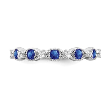 Sterling Silver Diamond and Sapphire Ring 0.10ctw