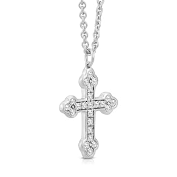 Diamond 0.25Ctw Sterling Silver Cross Pendant With Chain