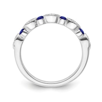 Sterling Silver Diamond and Sapphire Ring 0.05ctw