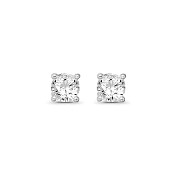 Diamond 0.50ctw Round , 14k White Gold Earrings