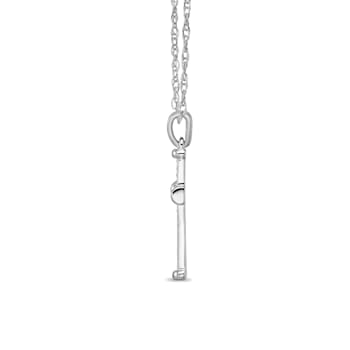 Diamond 0.10Ctw Sterling Silver Cross Pendant With Chain