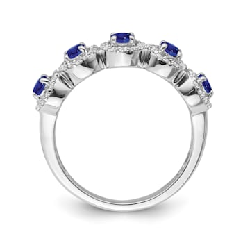 Sterling Silver Diamond and Sapphire Ring 0.75ctw